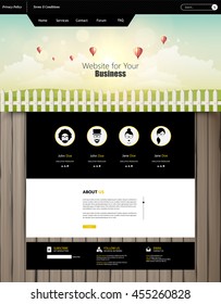 Website Template Vector Eps10, Modern Web Design with flat UI elements, and abstract cloudscape headline. Ideal for Business layout

