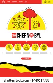 Website template. Vector illustration.Concepts thin line of Chernobyl.