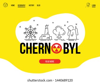 Website template. Vector illustration.Concepts thin line of Chernobyl. 