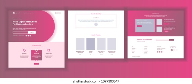 Website Template Vector. Page Business Landing. Web Page. Responsive Design Interface. Brainstorming Communication. Finance Service. Engineering Growth. Illustration