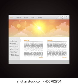 Website Template Vector, with sunset vector illustration. Creative design.
