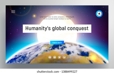 Website template. View of the moon from the planet Earth. Elements of this image furnished by NASA.
