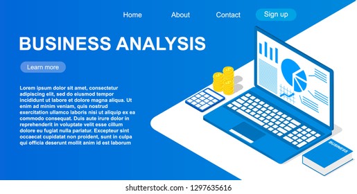 website template of web page for business analysis. Vector