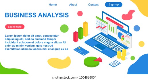 website template of web page for business analysis. Vector
