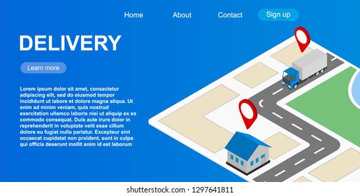 website template of web page for delivery. Vector
