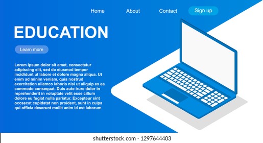 website template of web page for education. Vector