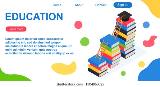website template of web page for education. Vector