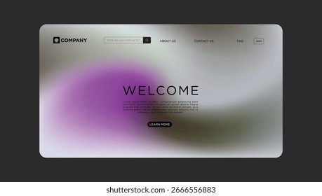 La Plantilla de Sitio web da la bienvenida a los usuarios con un fondo de gradiente moderno y Elementos de navegación limpios