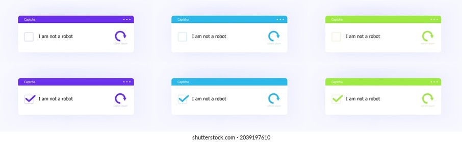 The website template witha captcha. A vector ui designs set