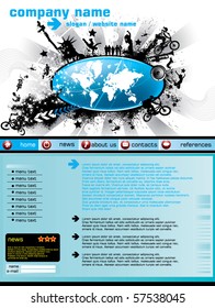 Website template with world map