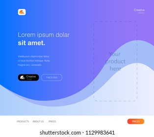 Website template for your product. Banner design, website, poster design for print or web, media, promotional material. Vector brochure, flyer template, magazine cover, vector eps10