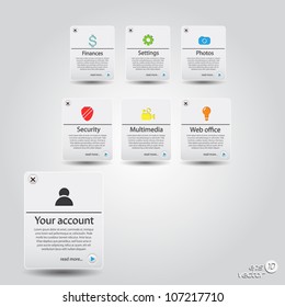 Website template.Buttons set with icons. Vector