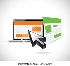 website templates and computer illustration design over a white background