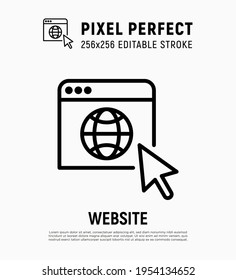 Website thin line icon. Global network. Pixel perfect, editable stroke. Vector illustration.