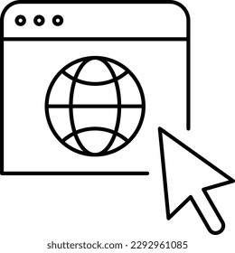 Icono de línea delgada del sitio web. Red global. Ilustración vectorial.