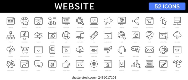 Website thin line icon set. Website symbol. Web, internet, search, homepages editable stroke icons. Vector