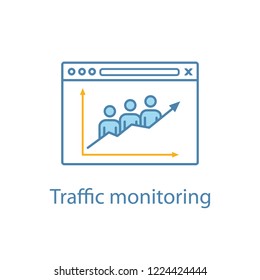 Website traffic color icon. Lead generation. SEO monitoring. Web traffic growth. Social media analytics. Isolated vector illustration