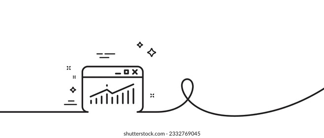 Website Traffic line icon. Continuous one line with curl. Report chart or Sales growth sign. Analysis and Statistics data symbol. Website Statistics single outline ribbon. Loop curve pattern. Vector