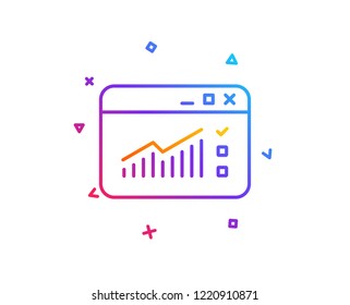 Website Traffic line icon. Report chart or Sales growth sign. Analysis and Statistics data symbol. Gradient line button. Web Traffic icon design. Colorful geometric shapes. Vector