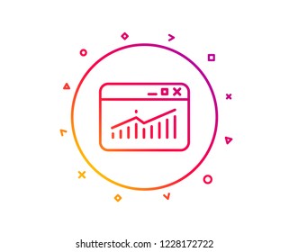 Website Traffic line icon. Report chart or Sales growth sign. Analysis and Statistics data symbol. Gradient pattern line button. Website Statistics icon design. Geometric shapes. Vector
