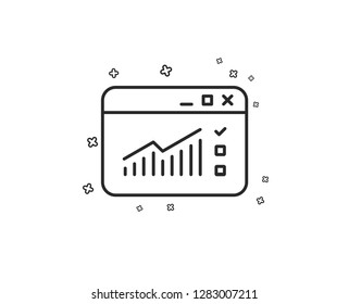 Website Traffic line icon. Report chart or Sales growth sign. Analysis and Statistics data symbol. Geometric shapes. Random cross elements. Linear Web Traffic icon design. Vector