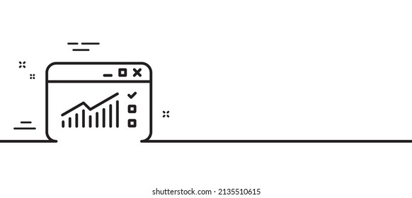 Website Traffic line icon. Report chart or Sales growth sign. Analysis and Statistics data symbol. Minimal line illustration background. Web Traffic line icon pattern banner. Vector