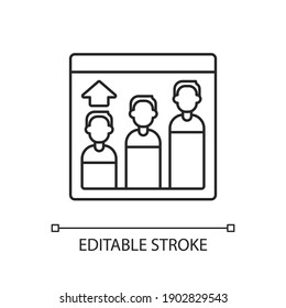 Website traffic linear icon. Amount of data sent and received by visitors to website. Thin line customizable illustration. Contour symbol. Vector isolated outline drawing. Editable stroke