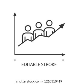 Website Traffic Linear Icon. Lead Generation. Thin Line Illustration. SEO Monitoring. Web Traffic Growth. Social Media Analytics. Contour Symbol. Vector Isolated Outline Drawing. Editable Stroke