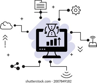 Website Traffic Statistics and Analytics concept vector Glyph icon design, Cloud computing and Internet hosting services Symbol, Resource Usage Stats stock illustration