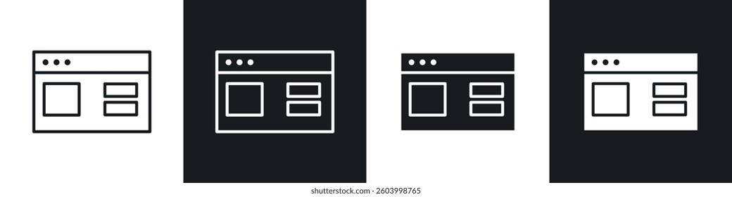 Website UI design icon symbol collection on white background.