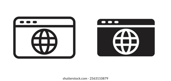 Website UI design icons in black line and filled versions