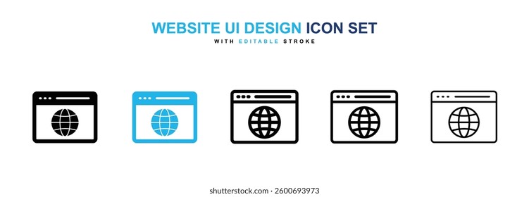 Website UI design icons graphics set in black and blue colors