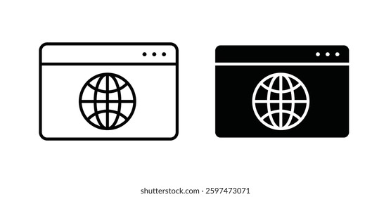 Website UI design vector icon set black filled and outlined style.