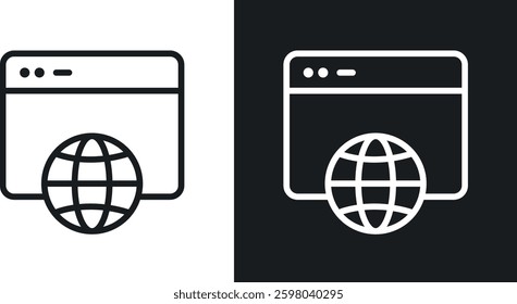 Website UI design vector icon set in black and white color.