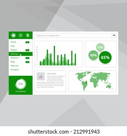 Website UI window - statistics vertical menu search