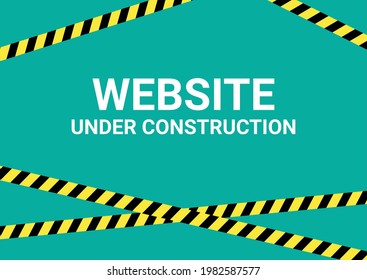 Website under construction banner sign. Warning tape website design under construction