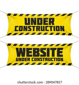 Website under construction banner. Vector.