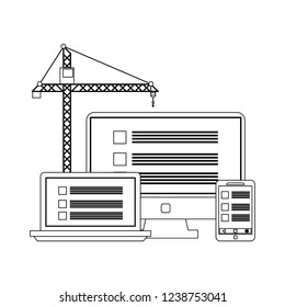 Website under construction in black and white