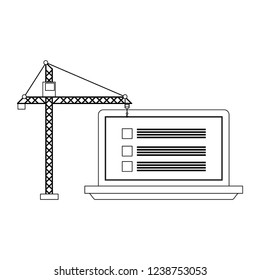 Website under construction in black and white