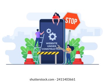 Website is under construction, Developers fixing web system and updating the server, Website maintenance, Coding and programming, Software development concept landing page, ui, web banner, mobile app