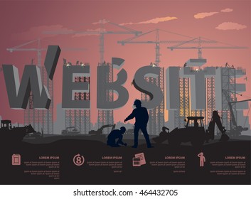 website under construction in evening