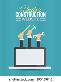 Website Under Construction Flat Vector Template