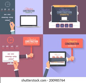 Website Under Construction Flat Vector Template