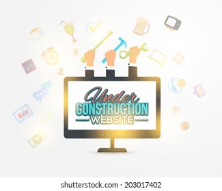 Website Under Construction Flat Vector Template