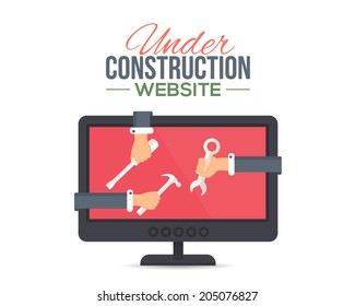 Website Under Construction Flat Vector Template