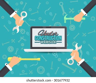 Website Under Construction Flat Vector Design