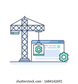 Sitio web en construcción iconos. Icono de marketing en Internet. Iconos de tecnología plana para sitios web y aplicaciones móviles. Ilustración de trazo editable y vectorial escalable.