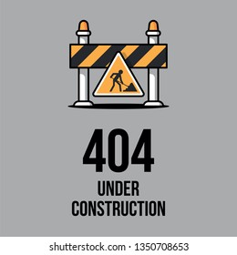 Website under construction. Internet 404 error page not found. Webpage maintenance, error 404, page not found message, technical problem. Design under construction