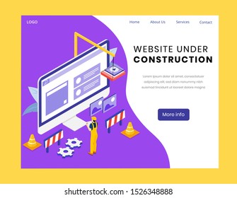 Website under construction Isometric Landing Page