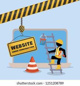 website under construction with laptop